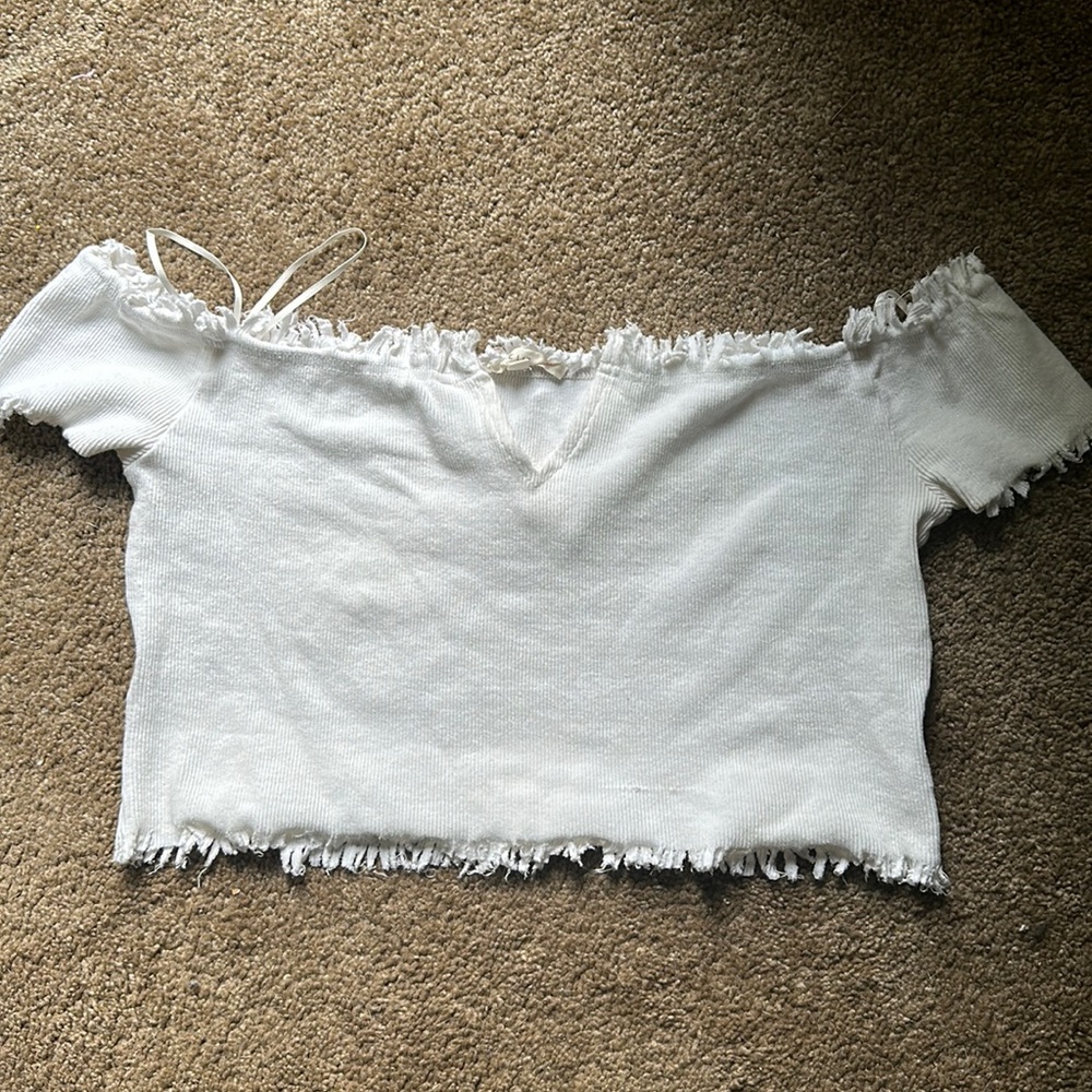 Off the shoulder ribbed crop top (large)